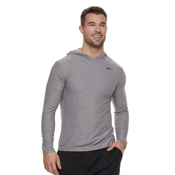 NWOT Nike Men's Lightweight Breathe Hoodie Gray Heathered‎ Dri-FIT  Size Large - Picture 1 of 9